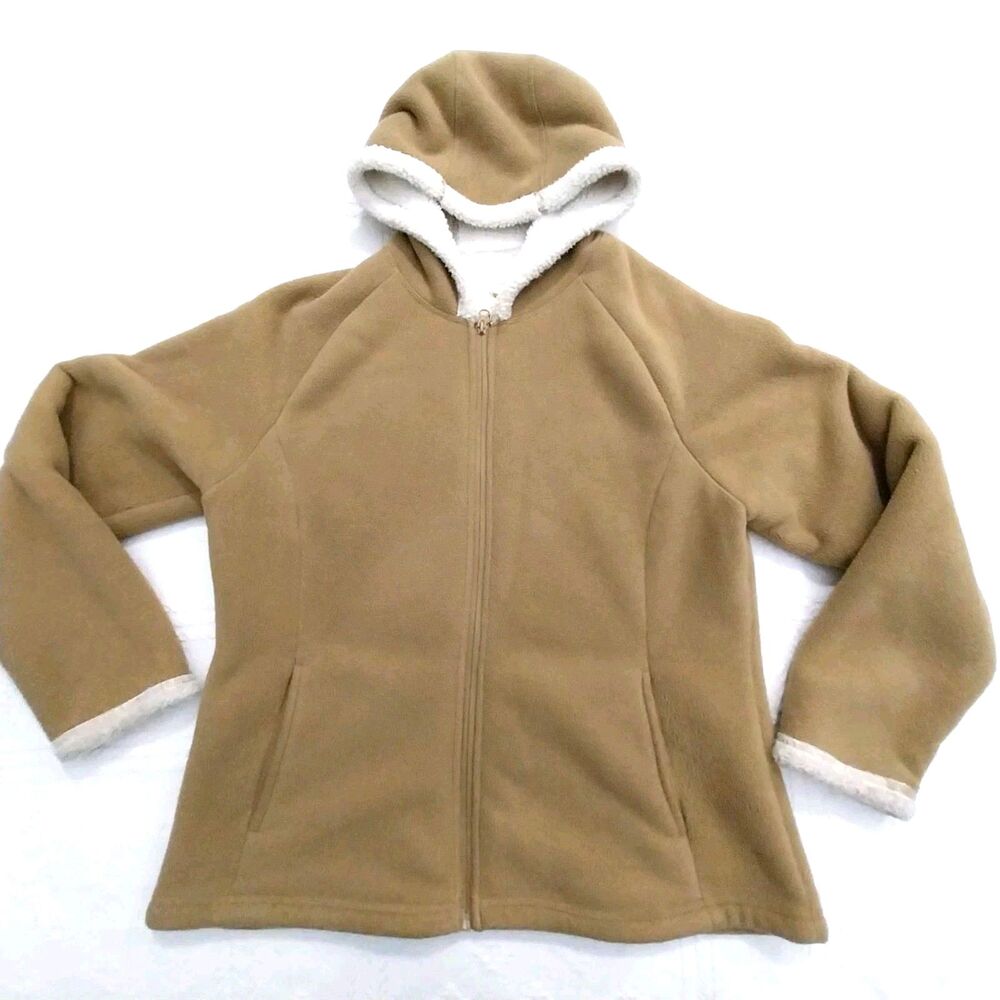 Vintage Faded Glory Hoodie Size Large Brown And White Zip Up #E5